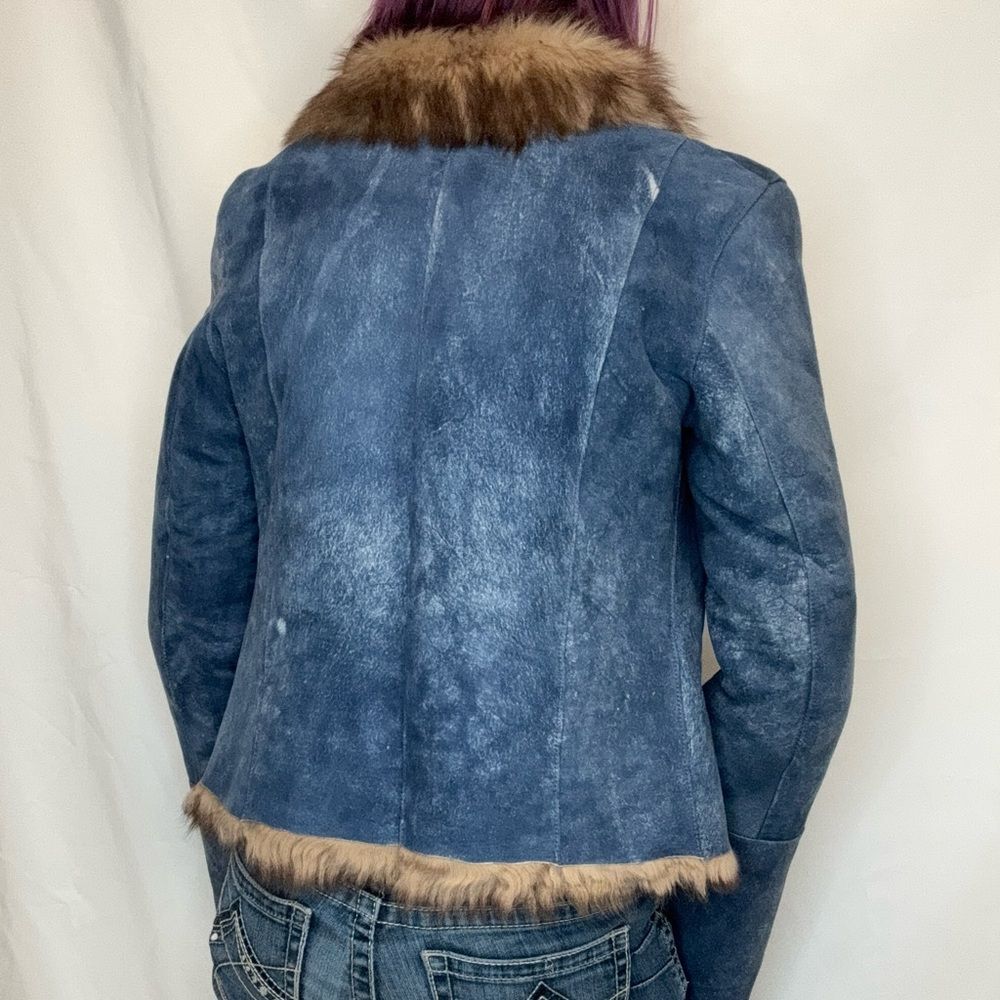 Gold East Spain Women’s Vintage Suede Leather Crop Coat Jacket Medium M - Picture 3 of 16